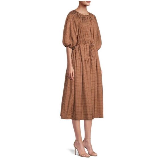 WEEKEND MAX MARA Lola Plaid Peasant Dress size 10 - Picture 3 of 12